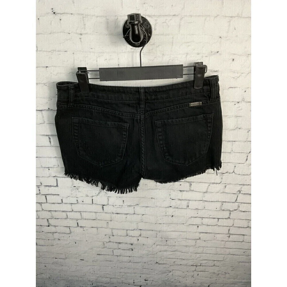 KanCan Womens Black Distressed Cutoff Shorts Cotton Pockets Size S T2